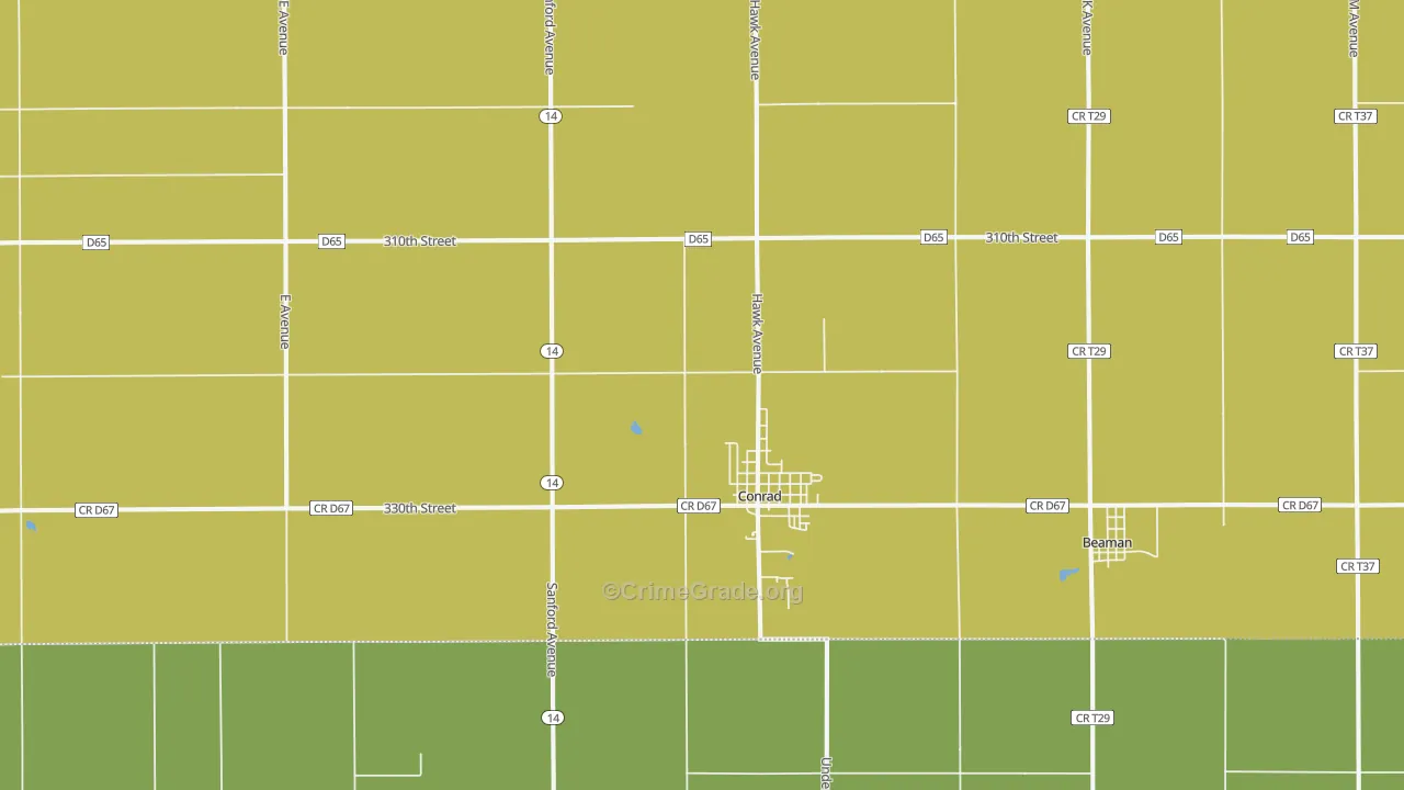 Conrad, IA Map of Arson Rates
