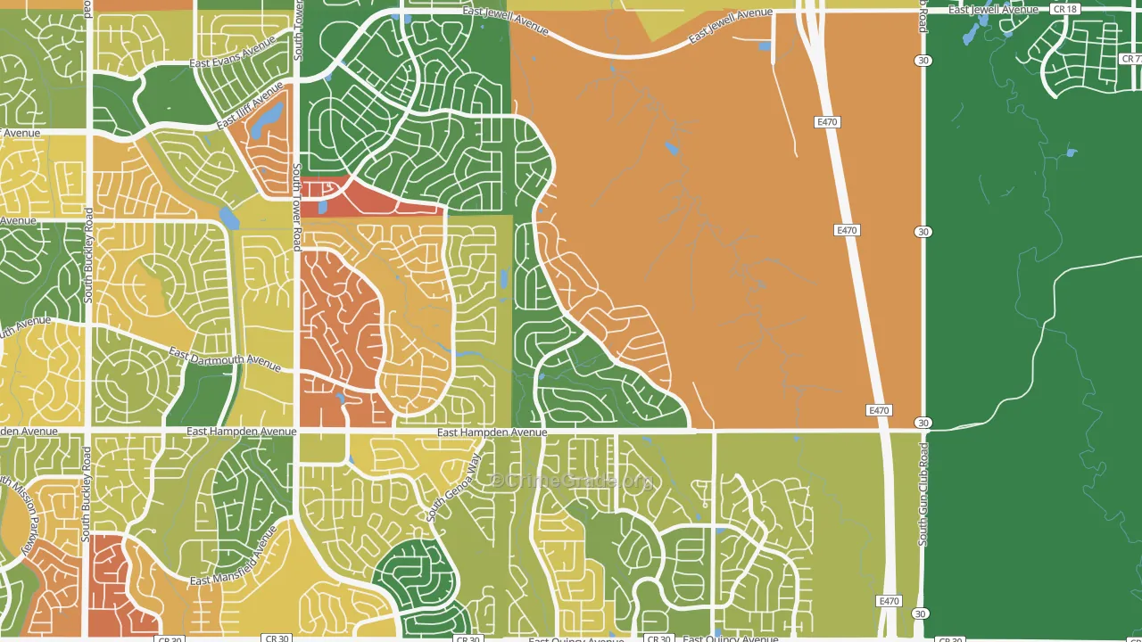 Conservatory, Aurora, CO Map of Arson Rates