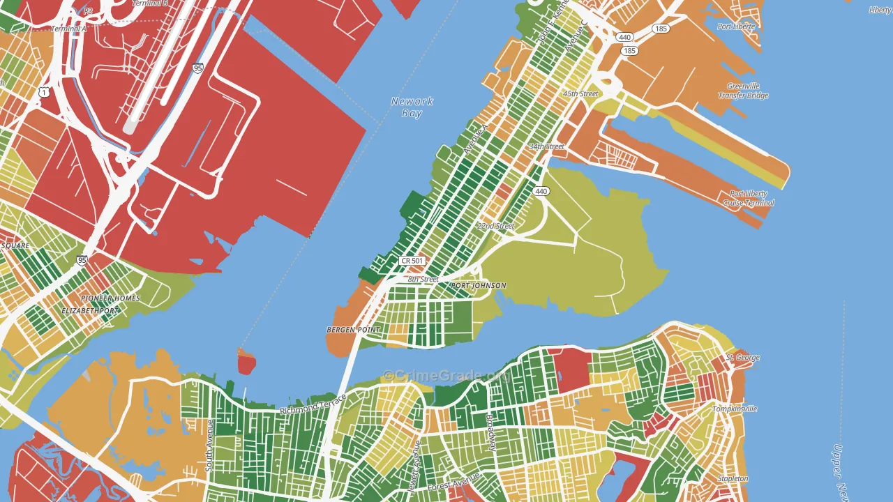 Constable Hook, Bayonne, NJ Map of Arson Rates