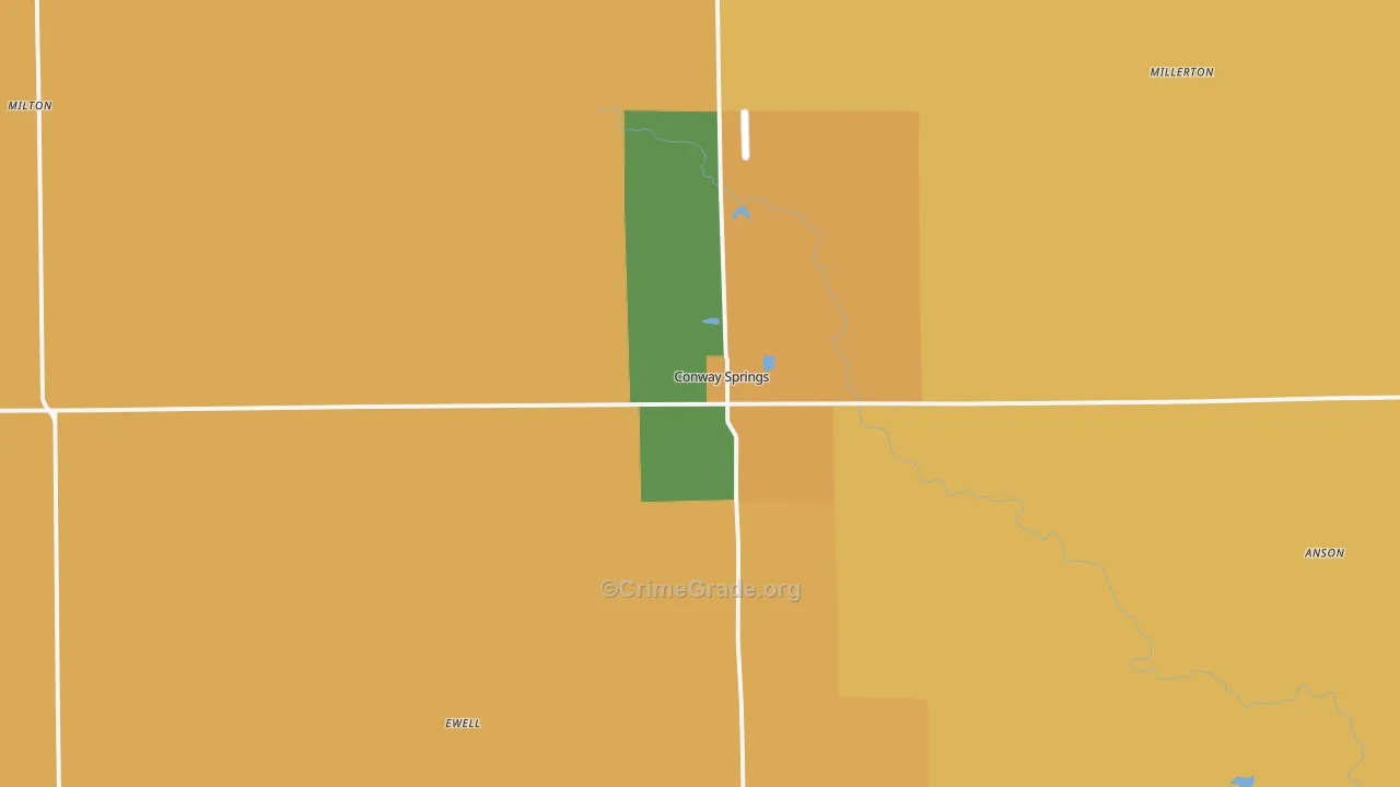 Conway Springs, KS Map of Arson Rates