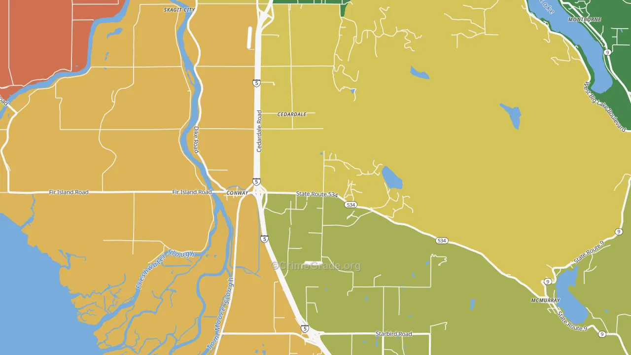 Conway, WA Map of Arson Rates
