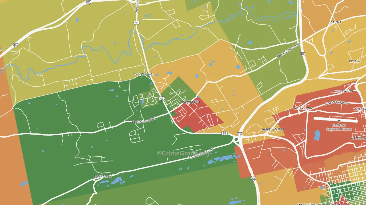 Conyngham, PA Map of Arson Rates
