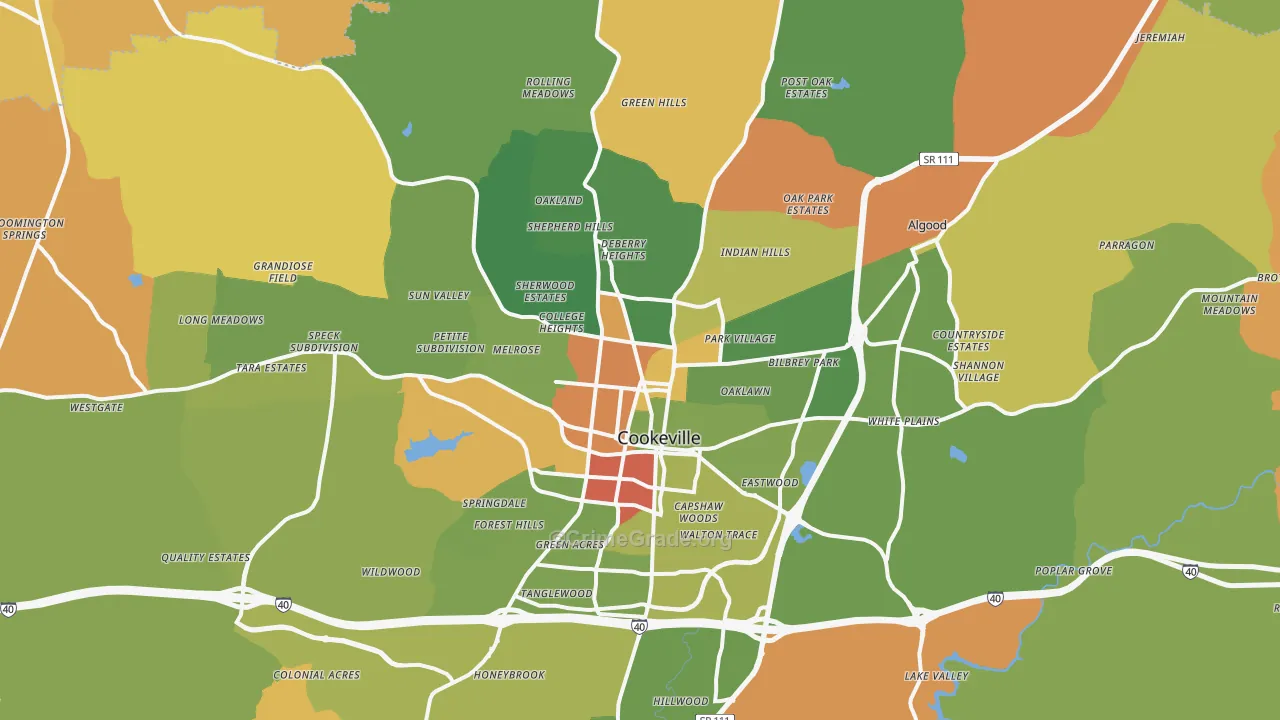 Cookeville, TN Map of Arson Rates