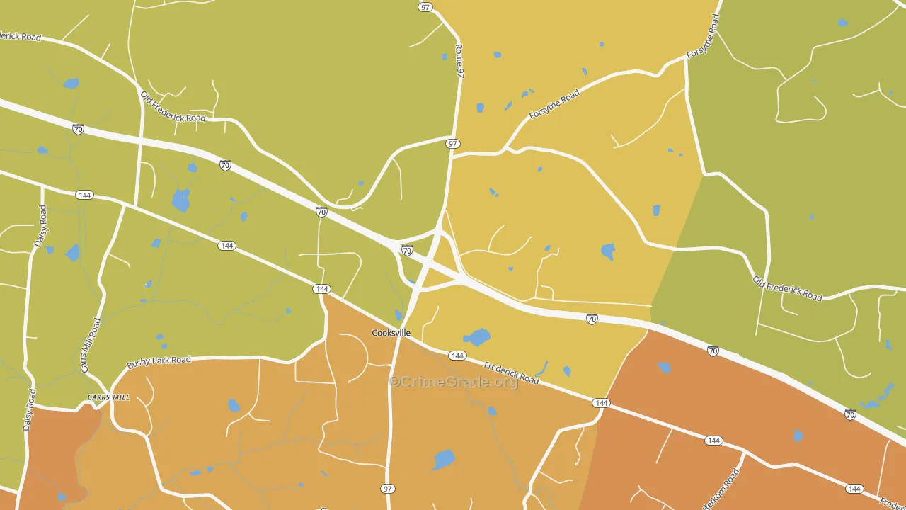 Cooksville, MD Map of Arson Rates
