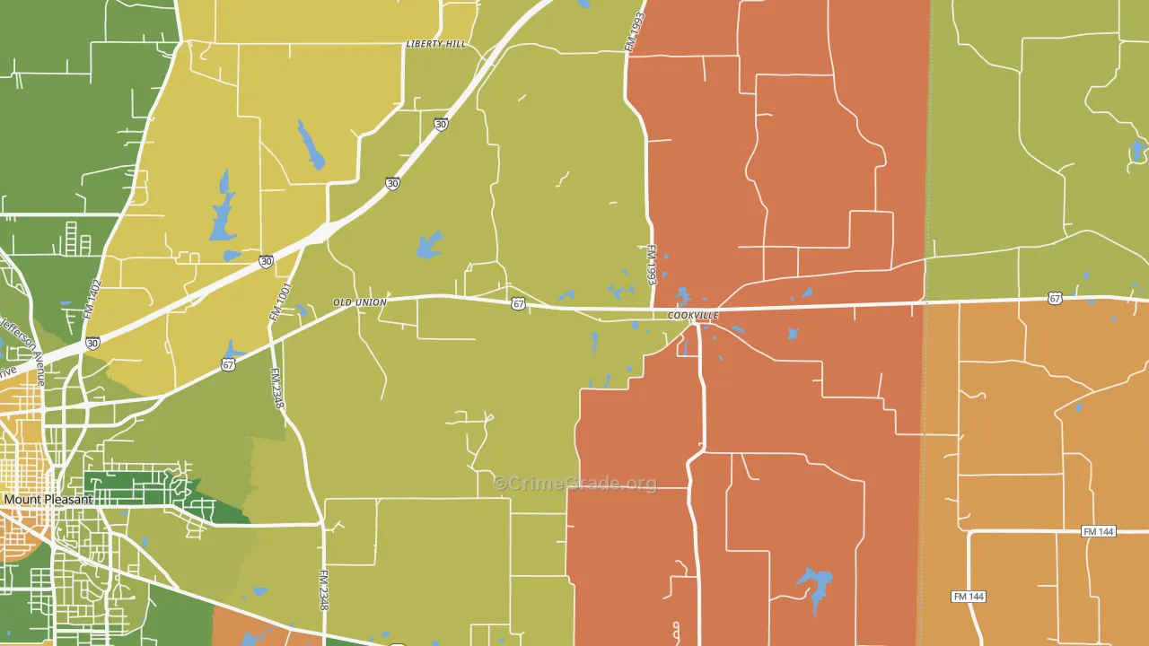 Cookville, TX Map of Arson Rates