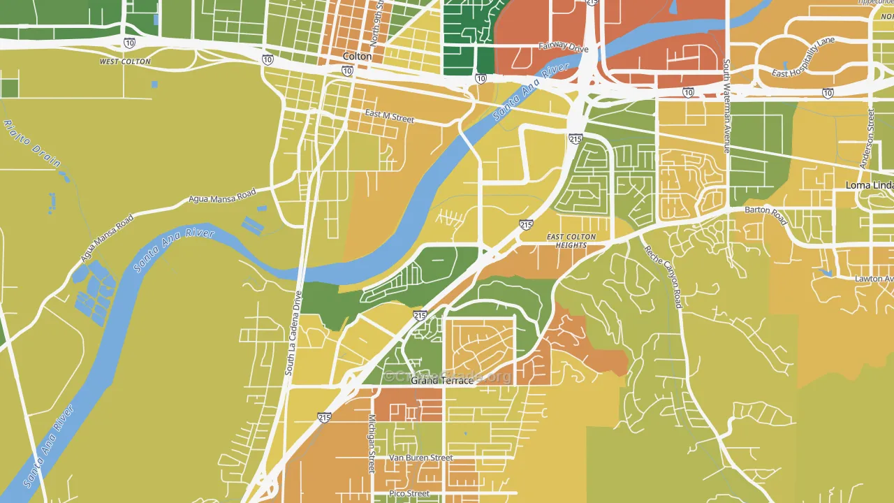 Cooley Ranch, Colton, CA Map of Arson Rates