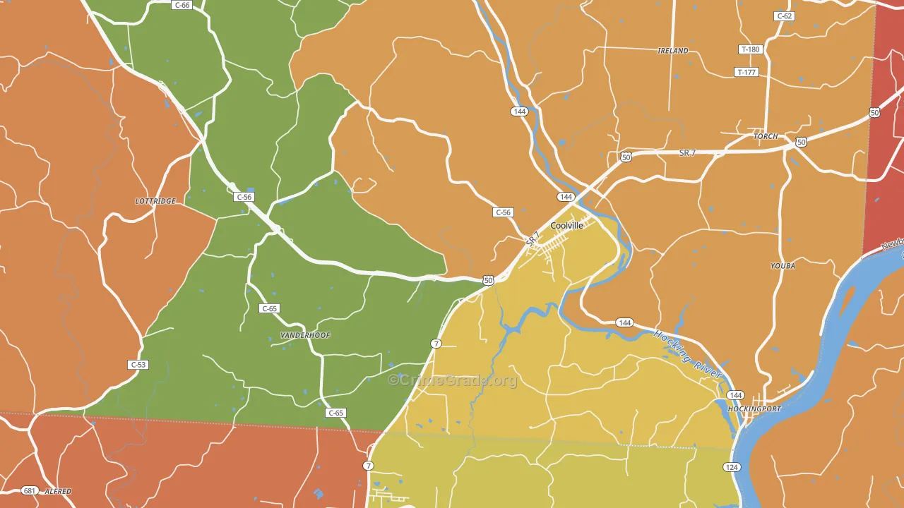 Coolville, OH Map of Arson Rates