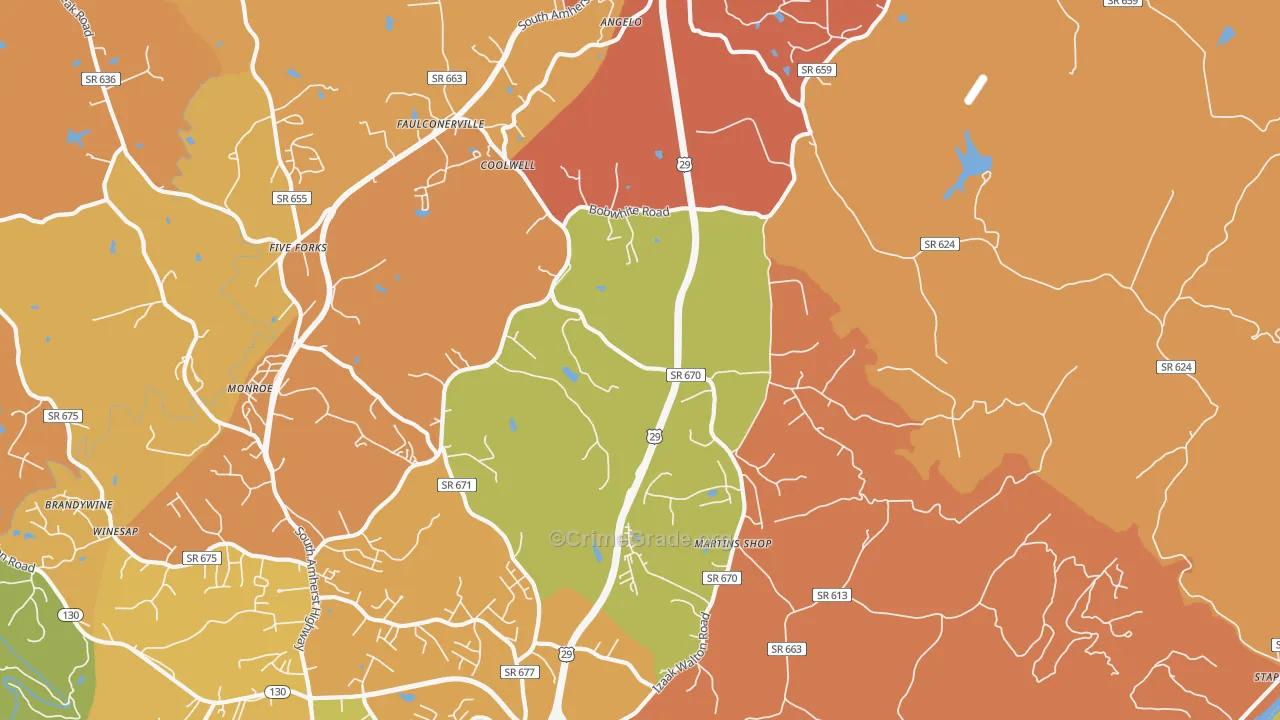 Coolwell, VA Map of Arson Rates