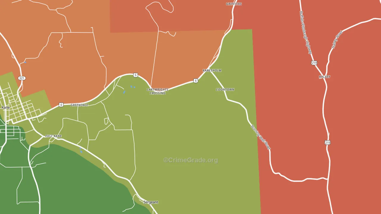 Coontown, PA Map of Arson Rates