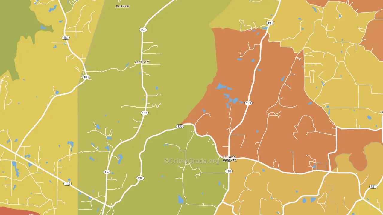 Cooper Heights, GA Map of Arson Rates