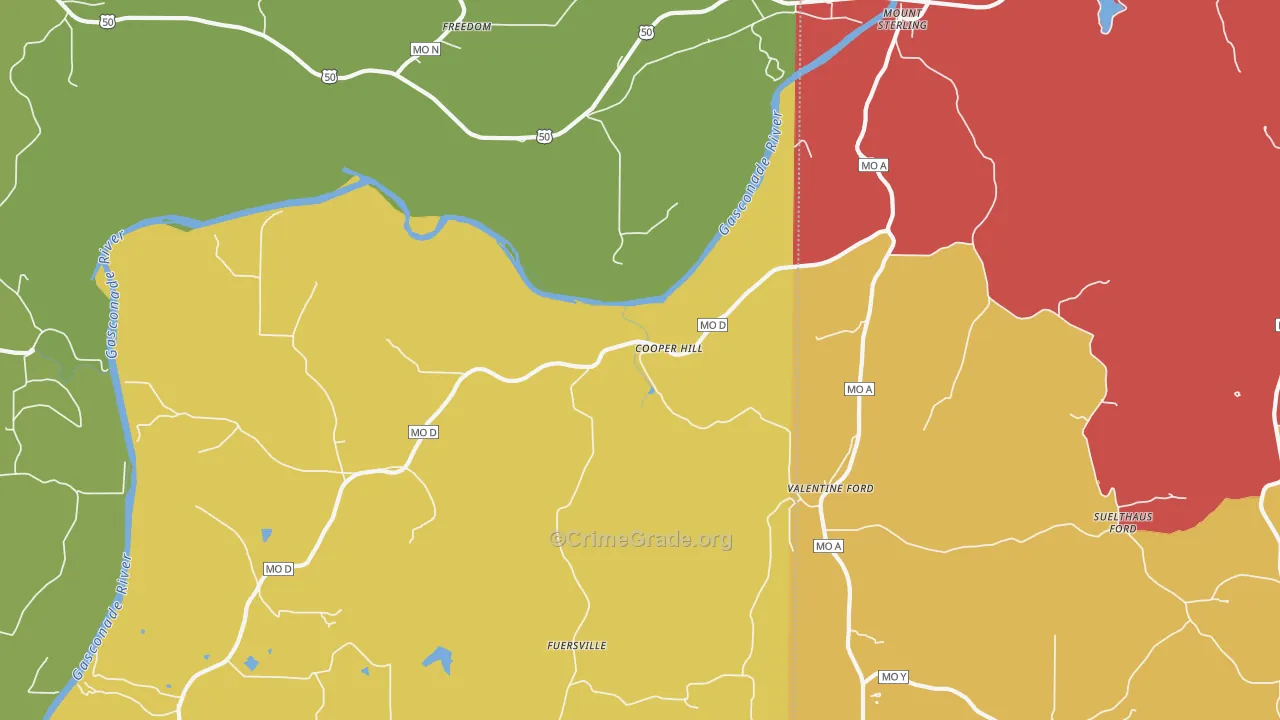 Cooper Hill, MO Map of Arson Rates