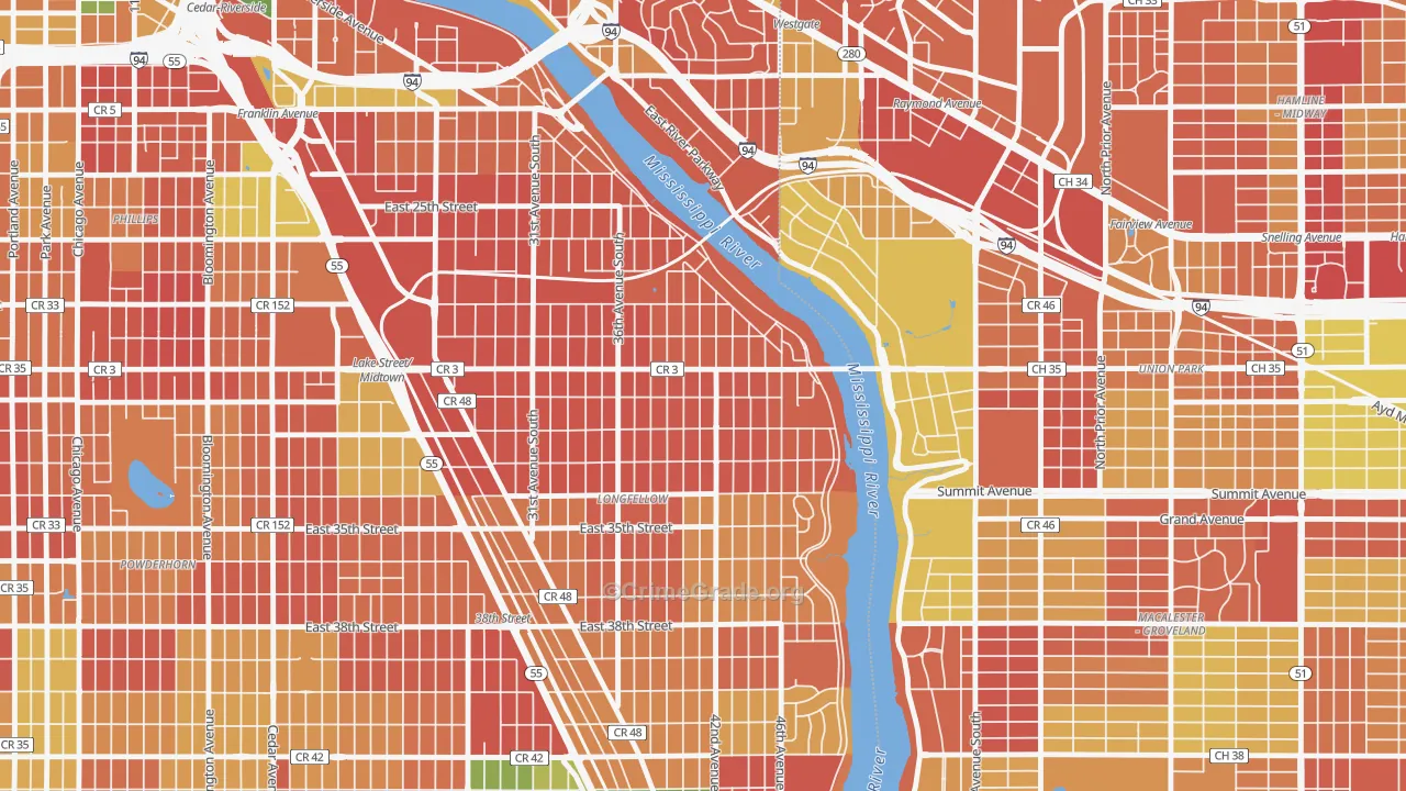 Cooper, Minneapolis, MN Map of Arson Rates
