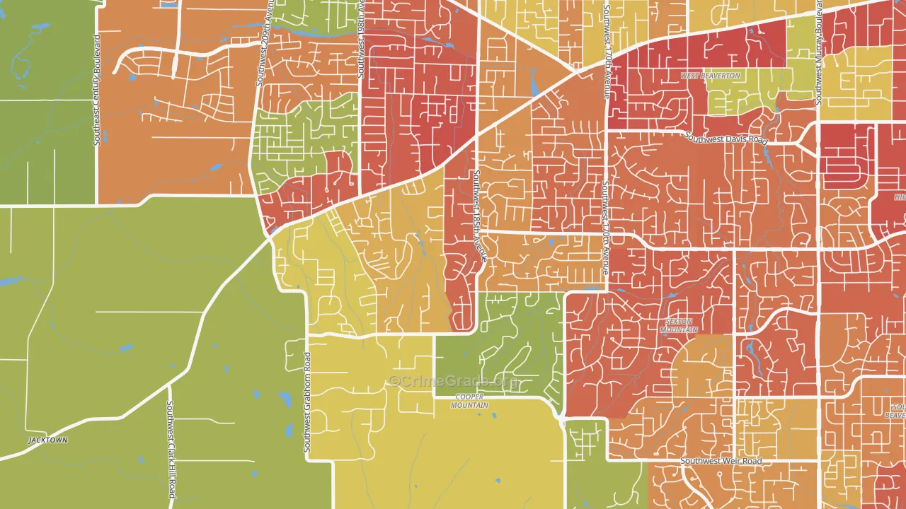 Cooper Mountain Aloha South, Beaverton, OR Map of Arson Rates