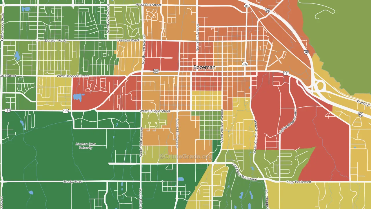 Cooper Park, Bozeman, MT Map of Arson Rates