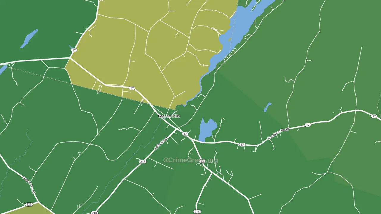 Coopers Mills, ME Map of Arson Rates