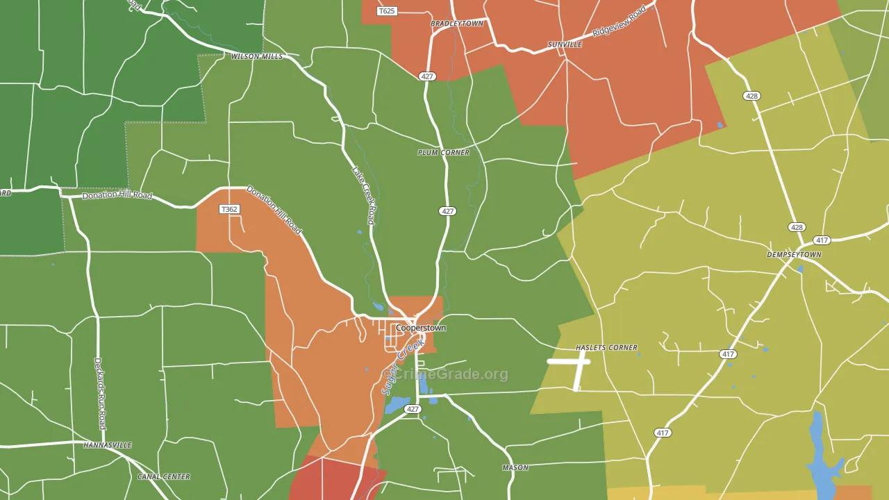Cooperstown, PA Map of Arson Rates