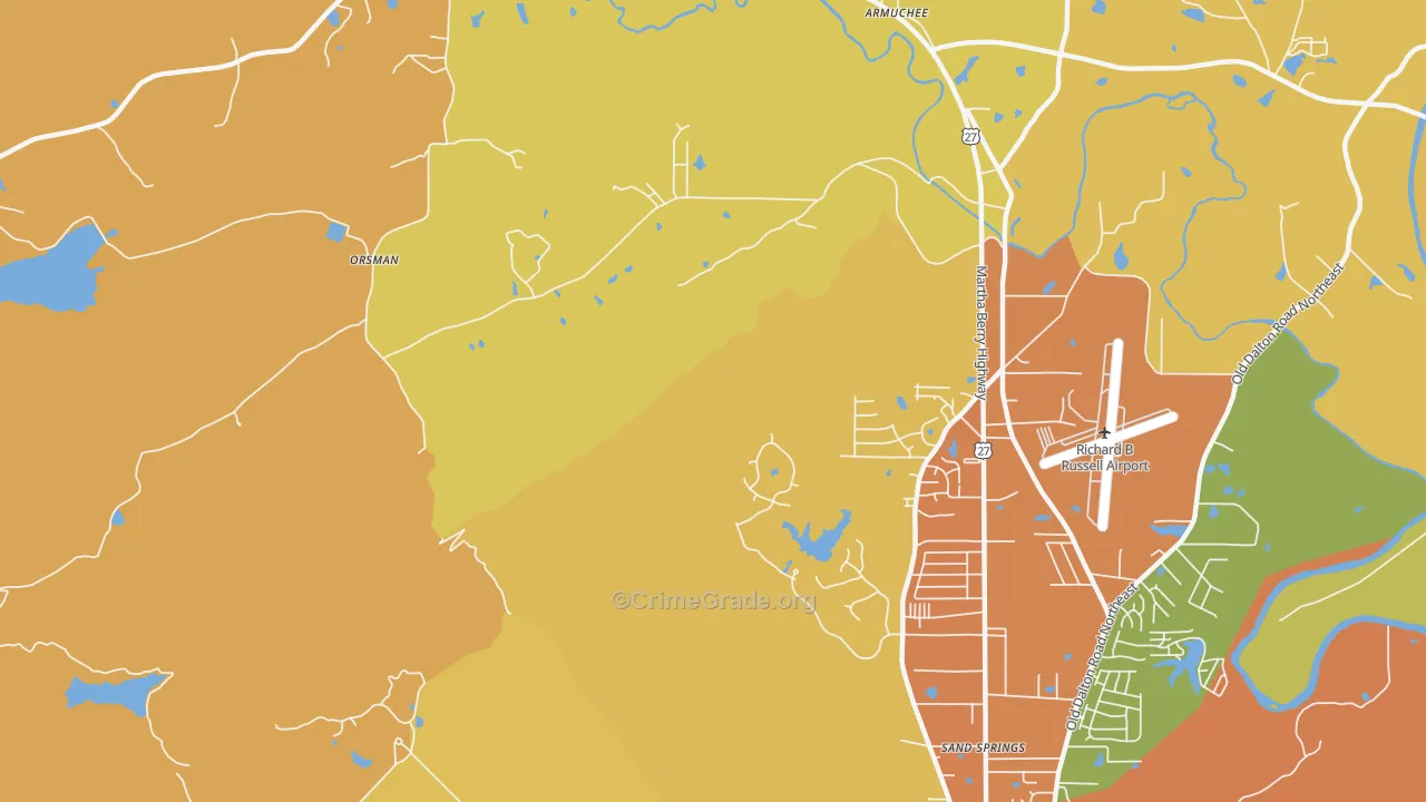 Coosa, GA Map of Arson Rates