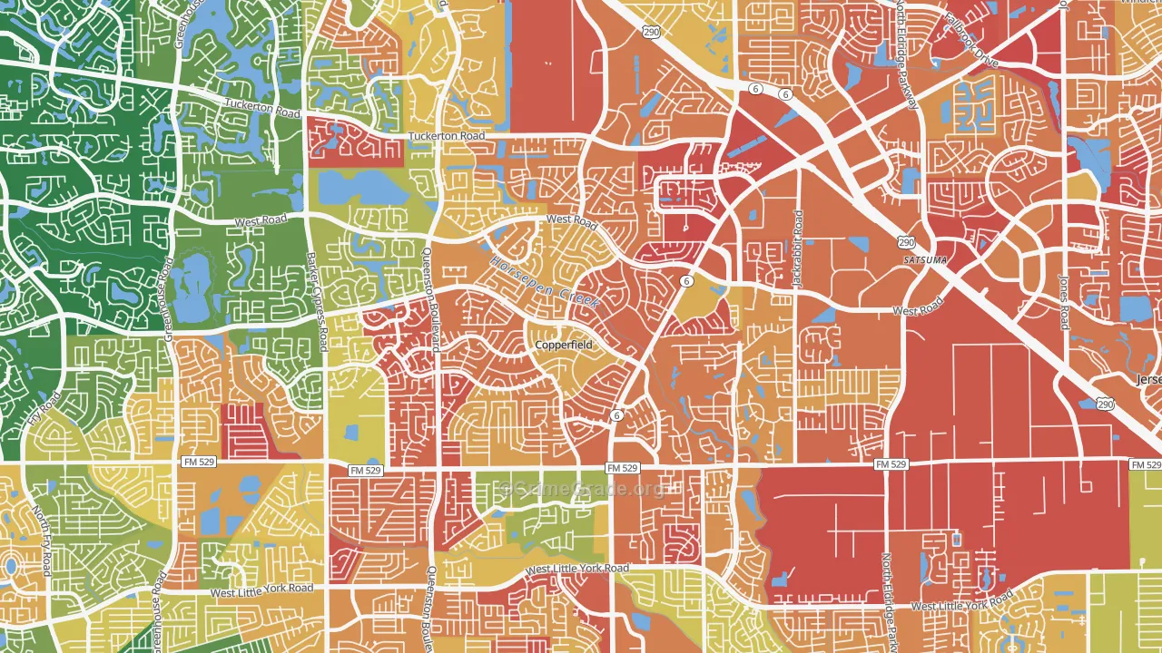 Copperfield, Houston, TX Map of Arson Rates