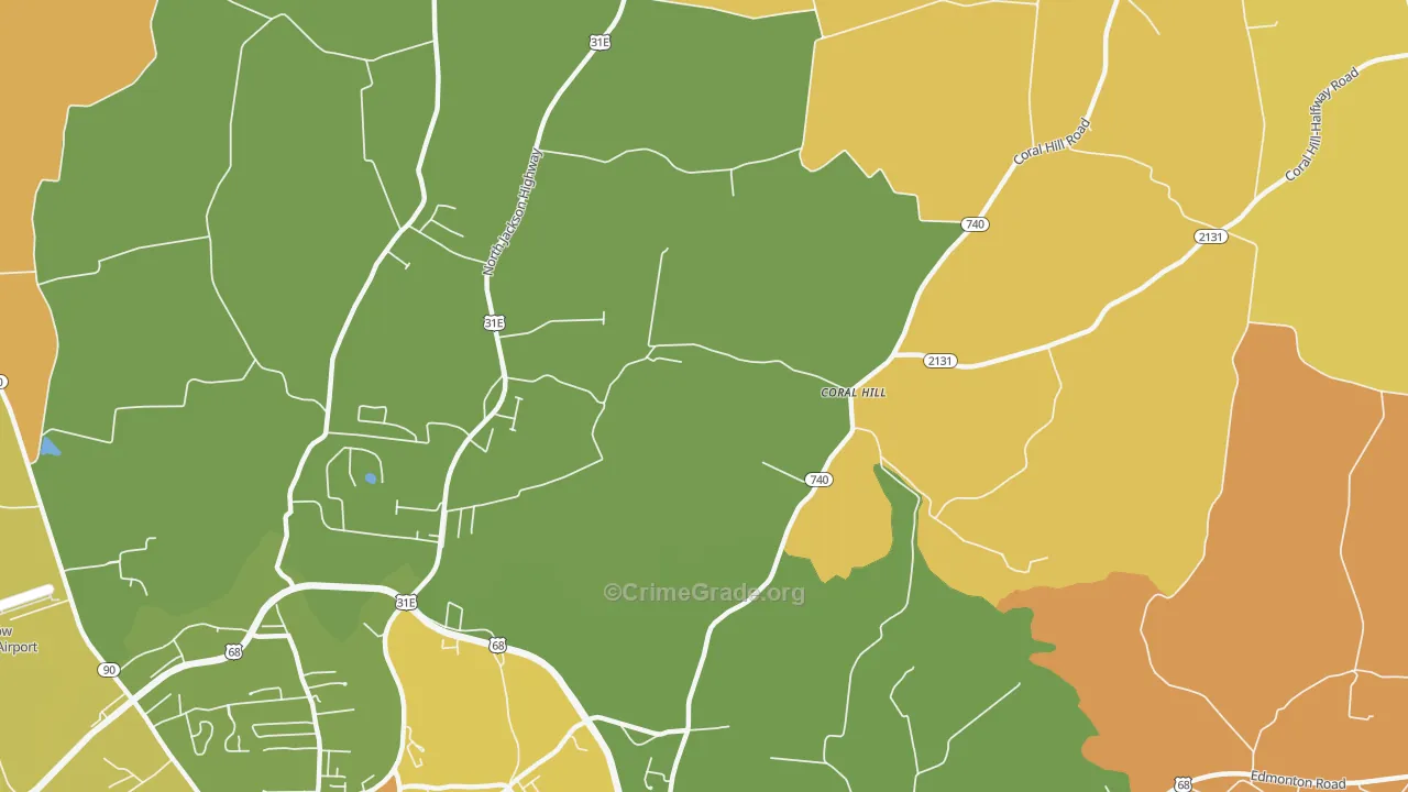 Coral Hill, KY Map of Arson Rates