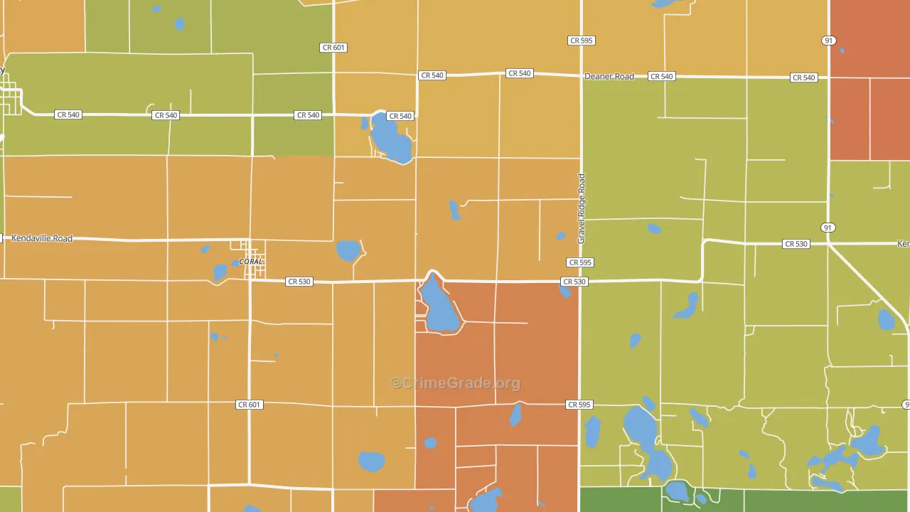 Coral, MI Map of Arson Rates