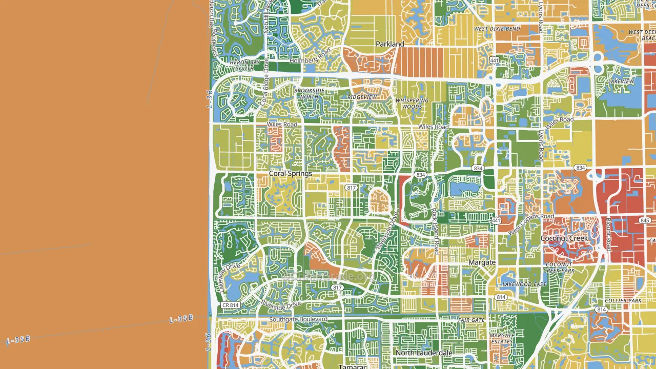 Coral Springs, FL Map of Arson Rates
