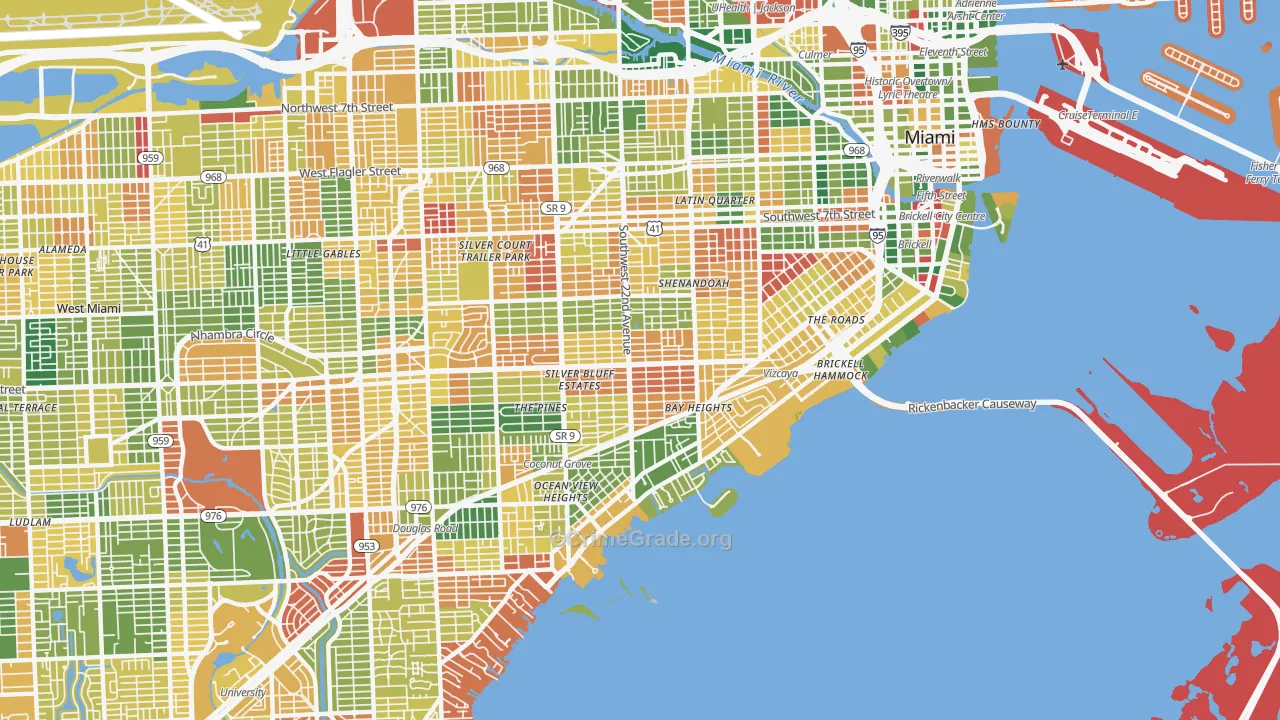 Coral Way, Miami, FL Map of Arson Rates