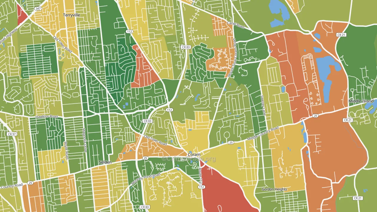 Coram, NY Map of Arson Rates