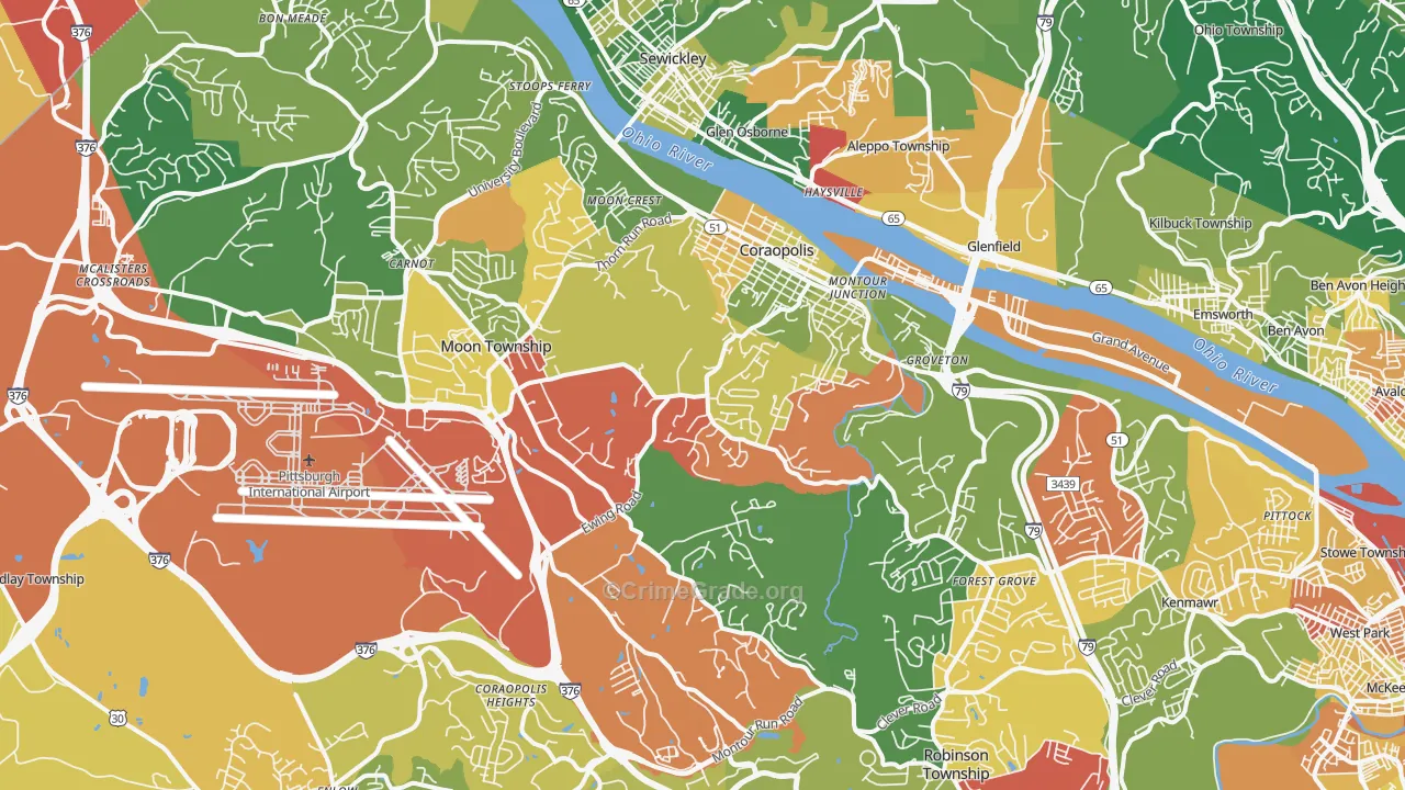 Coraopolis, PA Map of Arson Rates