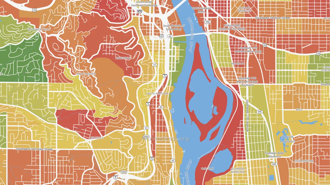 Corbett-Terwilliger-Lair Hill, Portland, OR Map of Arson Rates