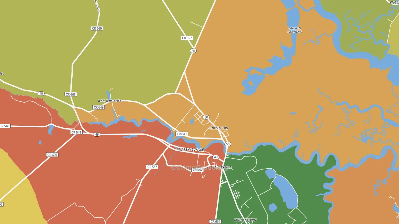 Corbin City, NJ Map of Arson Rates
