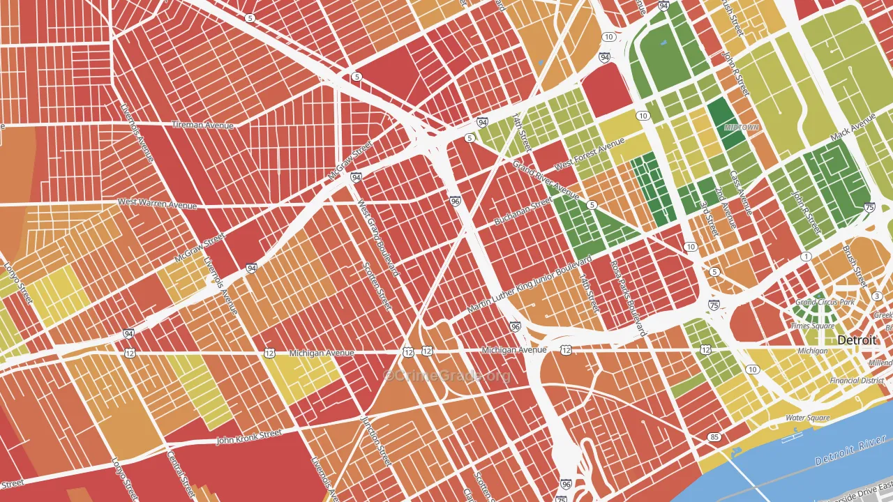 Core City, Detroit, MI Map of Arson Rates