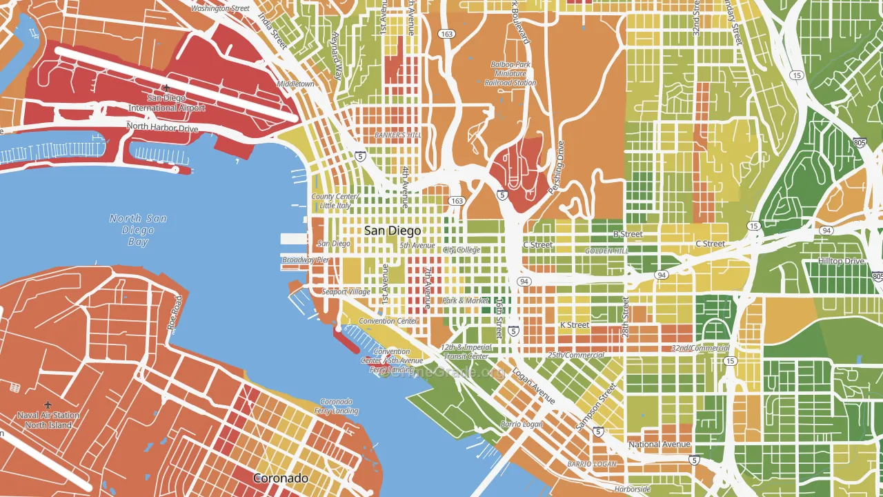 Core, San Diego, CA Map of Arson Rates