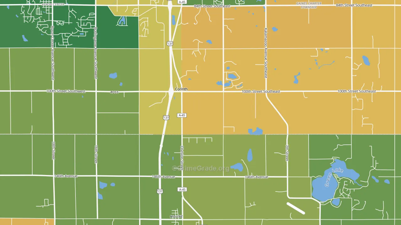 Corinth, MI Map of Arson Rates