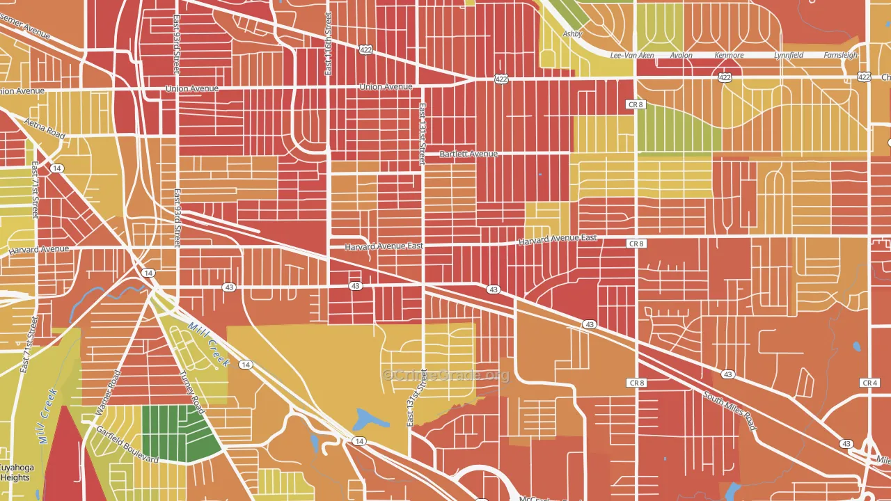 Corlett, Cleveland, OH Map of Arson Rates
