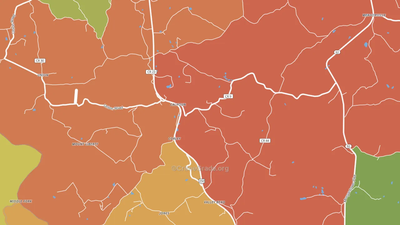 Corley, WV Map of Arson Rates