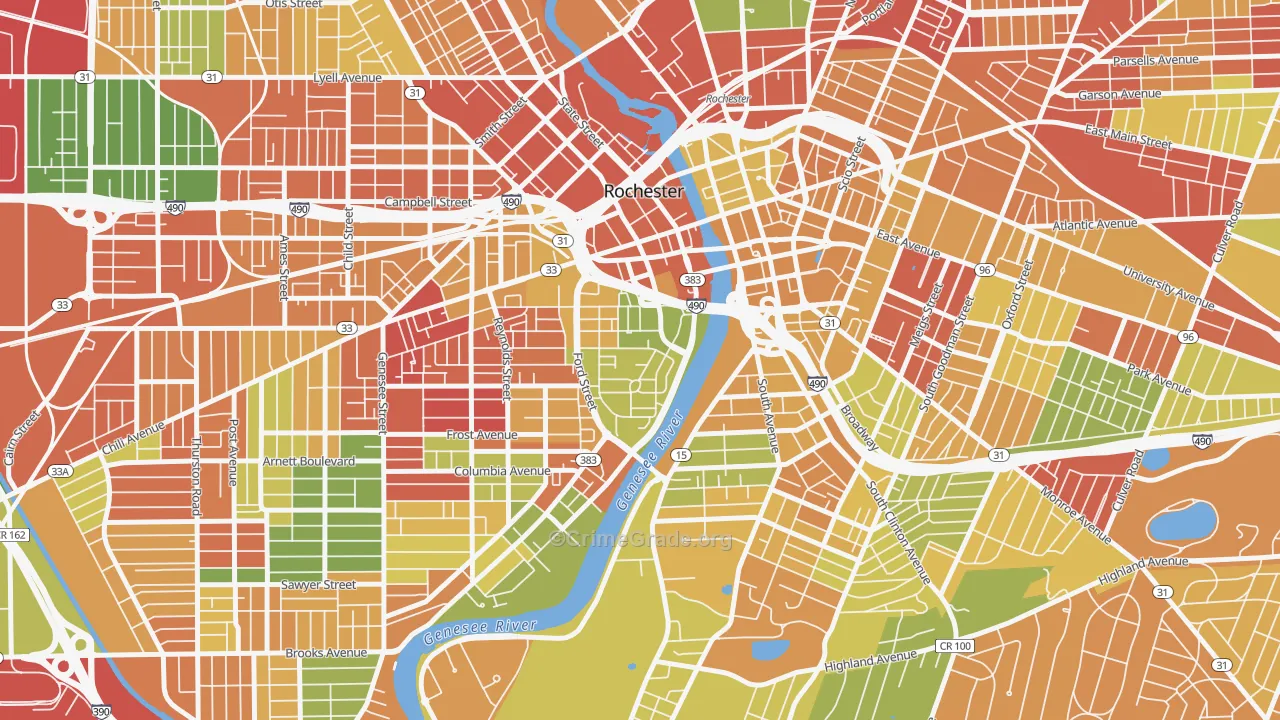 Corn Hill, Rochester, NY Map of Arson Rates