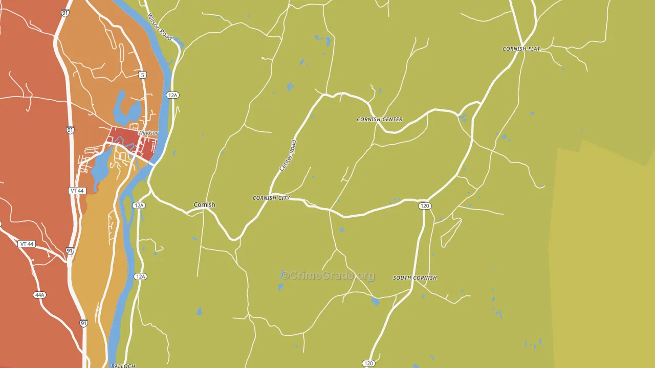 Cornish, NH Map of Arson Rates