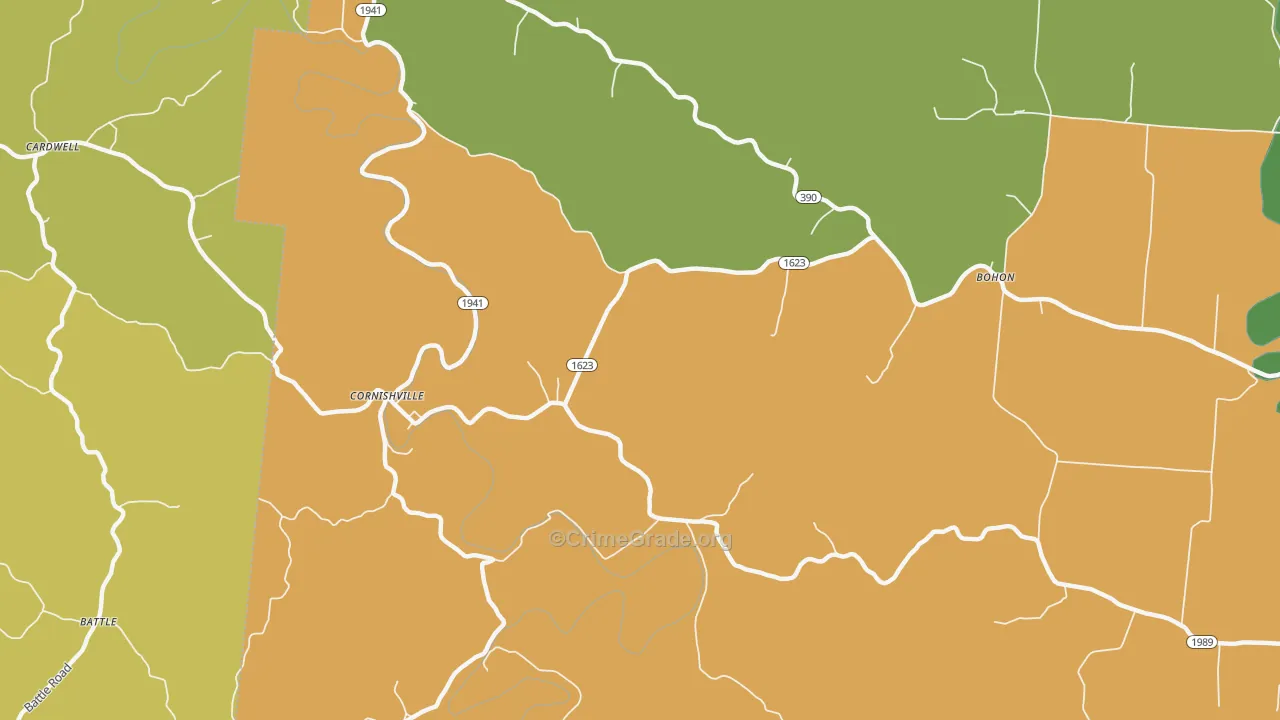 Cornishville, KY Map of Arson Rates