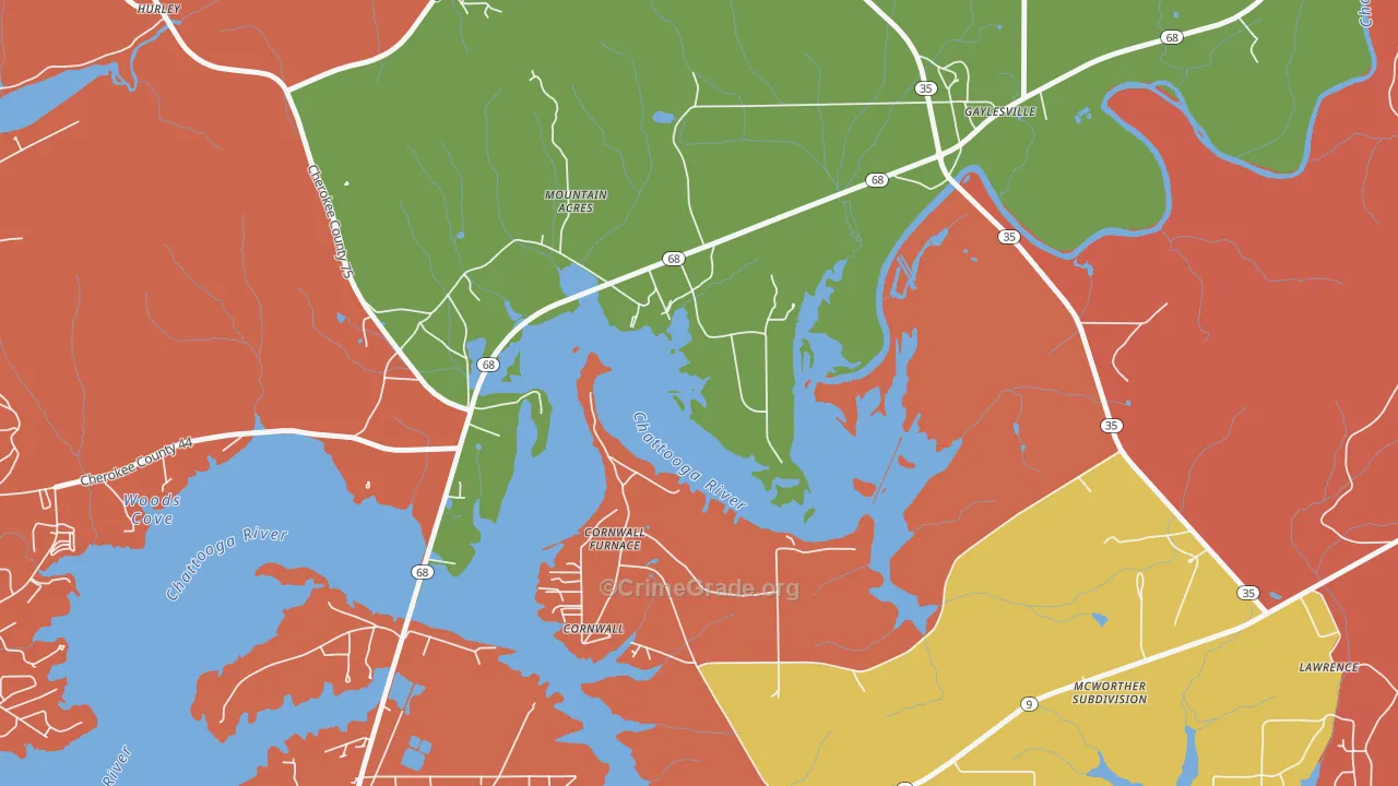Cornwall Furnace, AL Map of Arson Rates