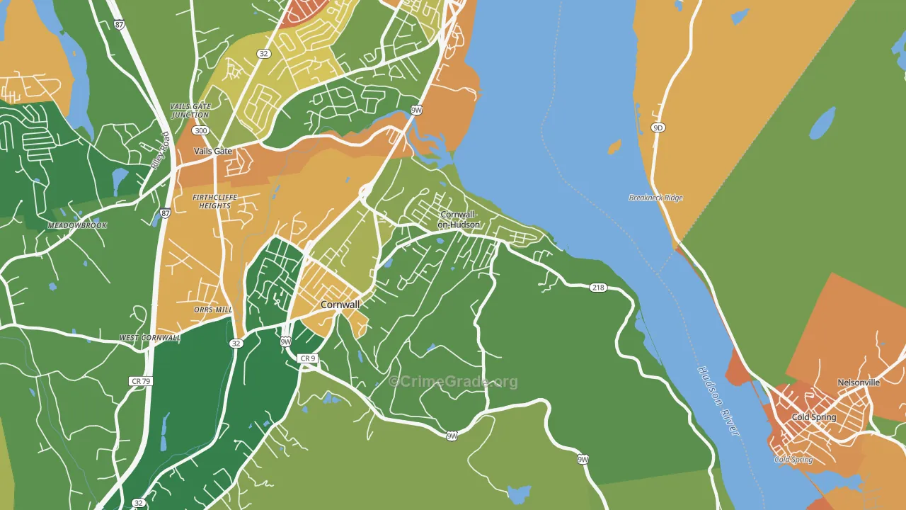 Cornwall On Hudson, NY Map of Arson Rates