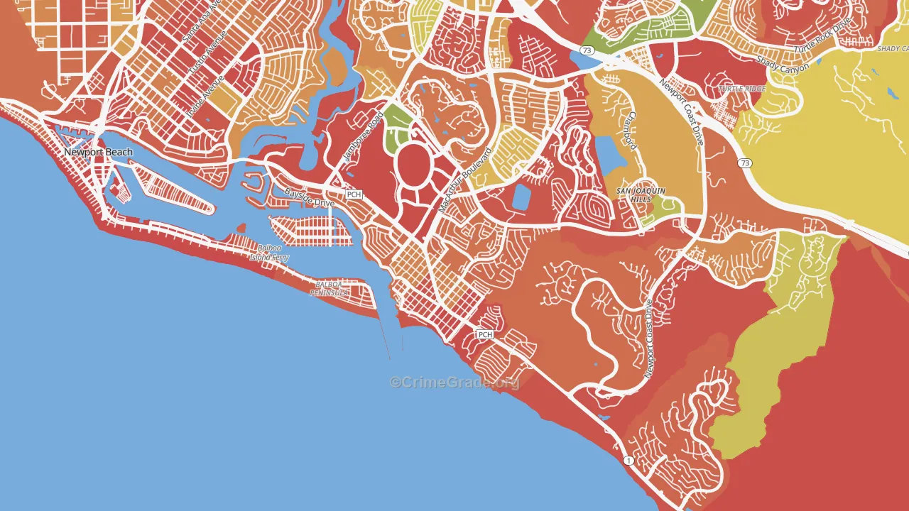 Corona Del Mar, CA Map of Arson Rates