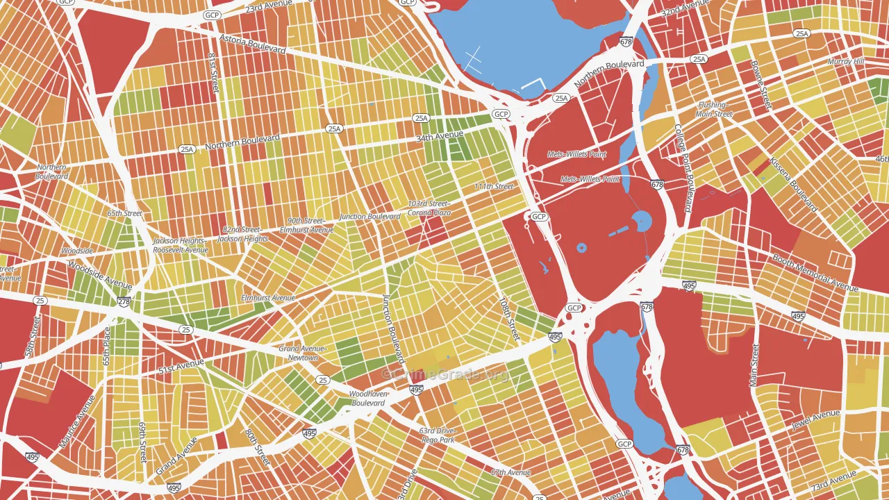 Corona, Queens, NY Map of Arson Rates