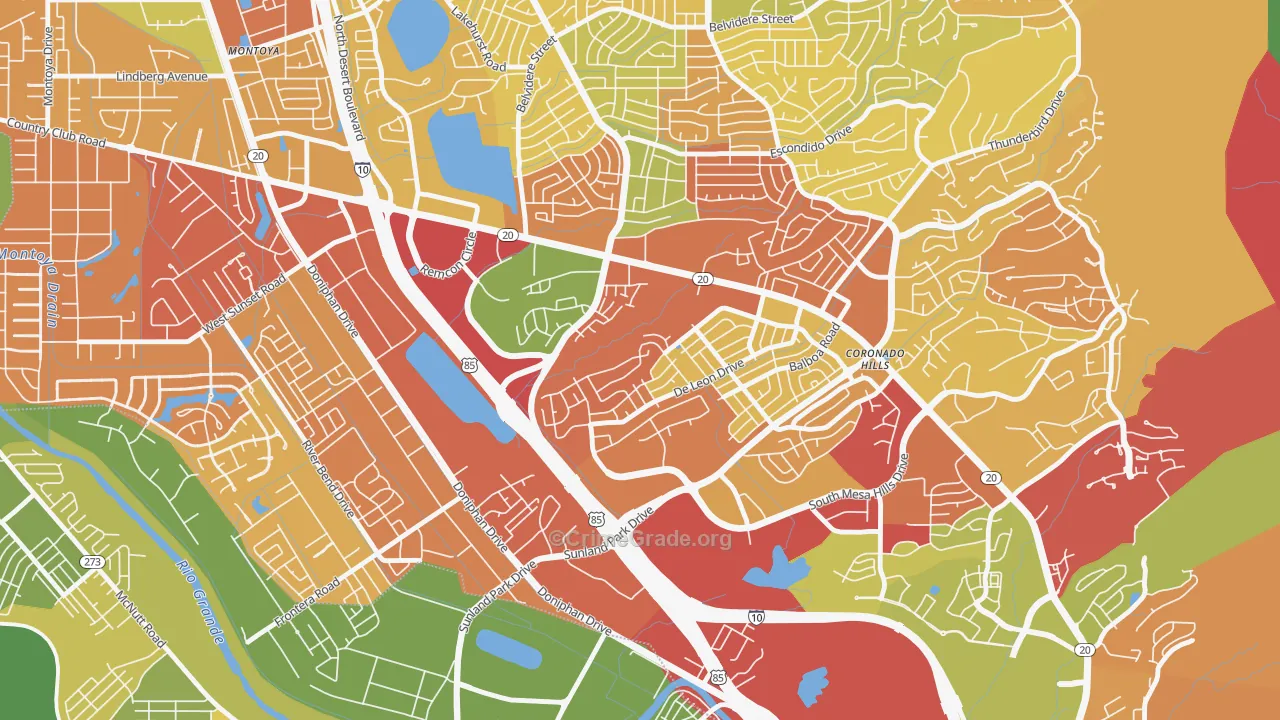 Coronado, El Paso, TX Map of Arson Rates