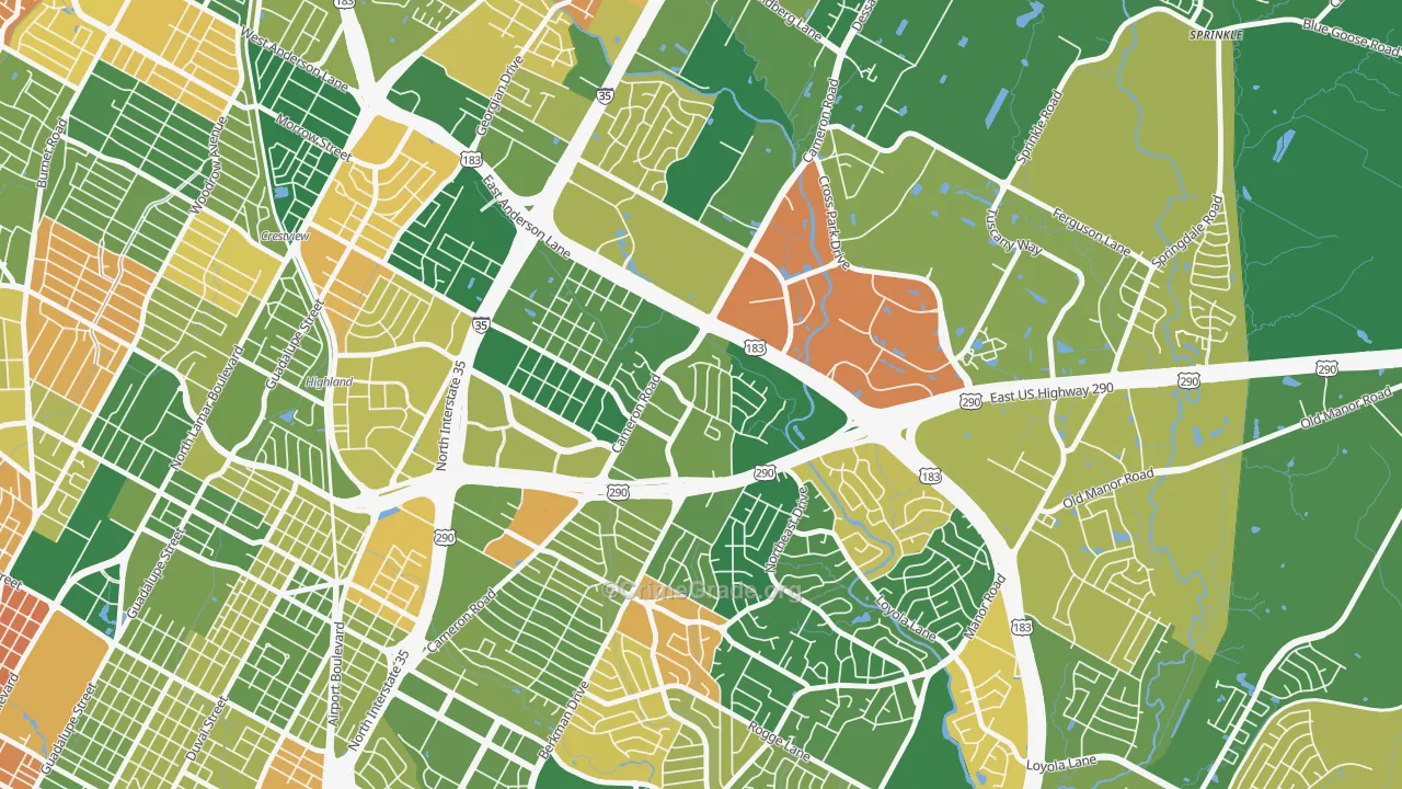 Coronado Hills, Austin, TX Map of Arson Rates