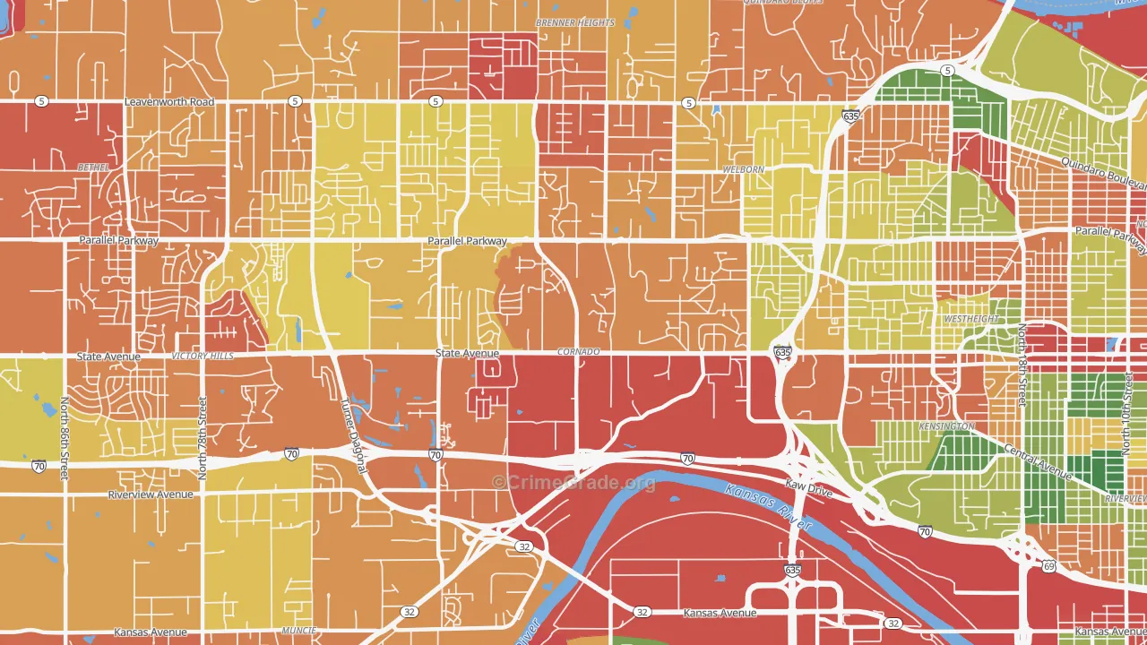 Coronado, Kansas City, KS Map of Arson Rates