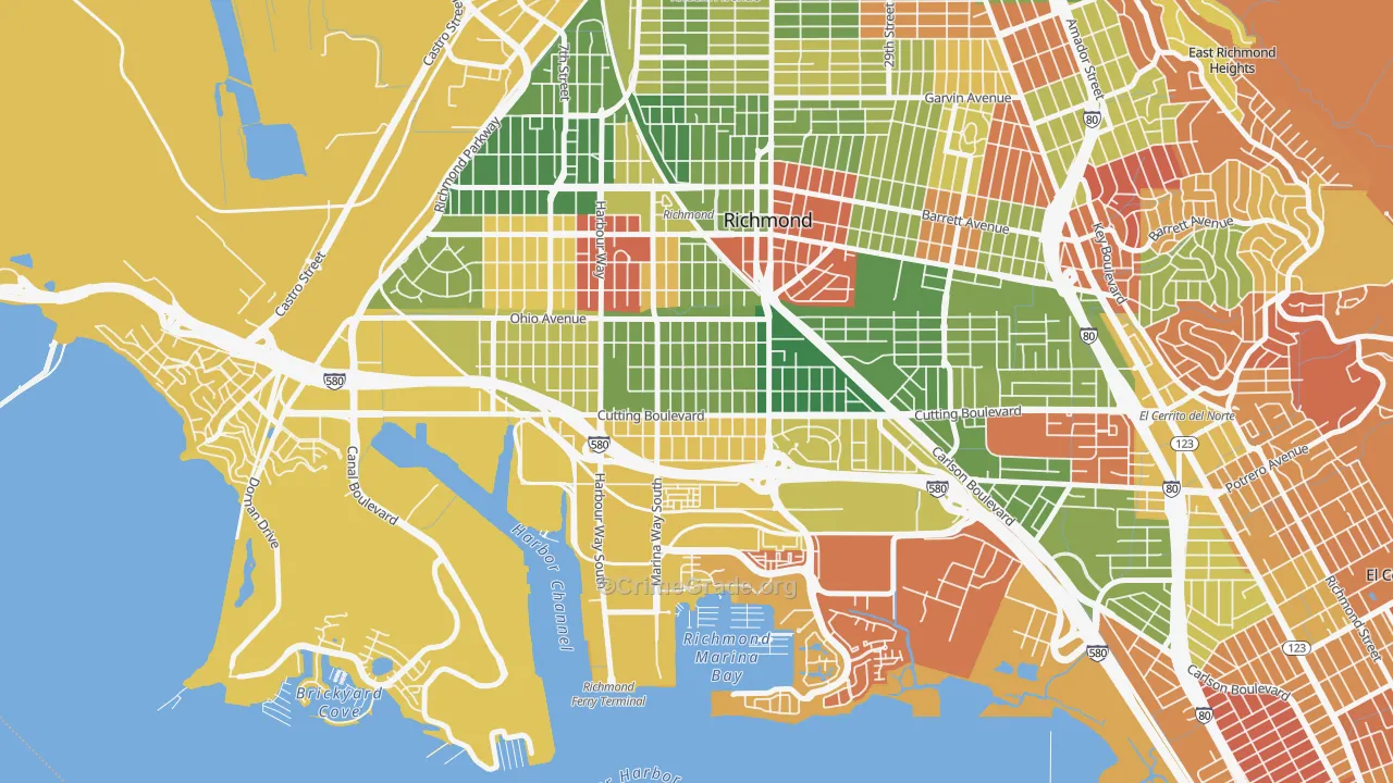 Coronado, Richmond, CA Map of Arson Rates
