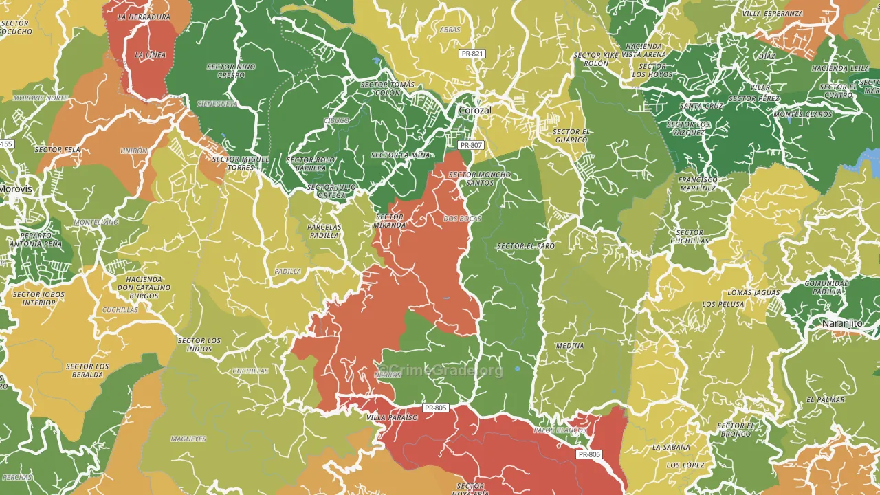 Corozal, PR Map of Arson Rates