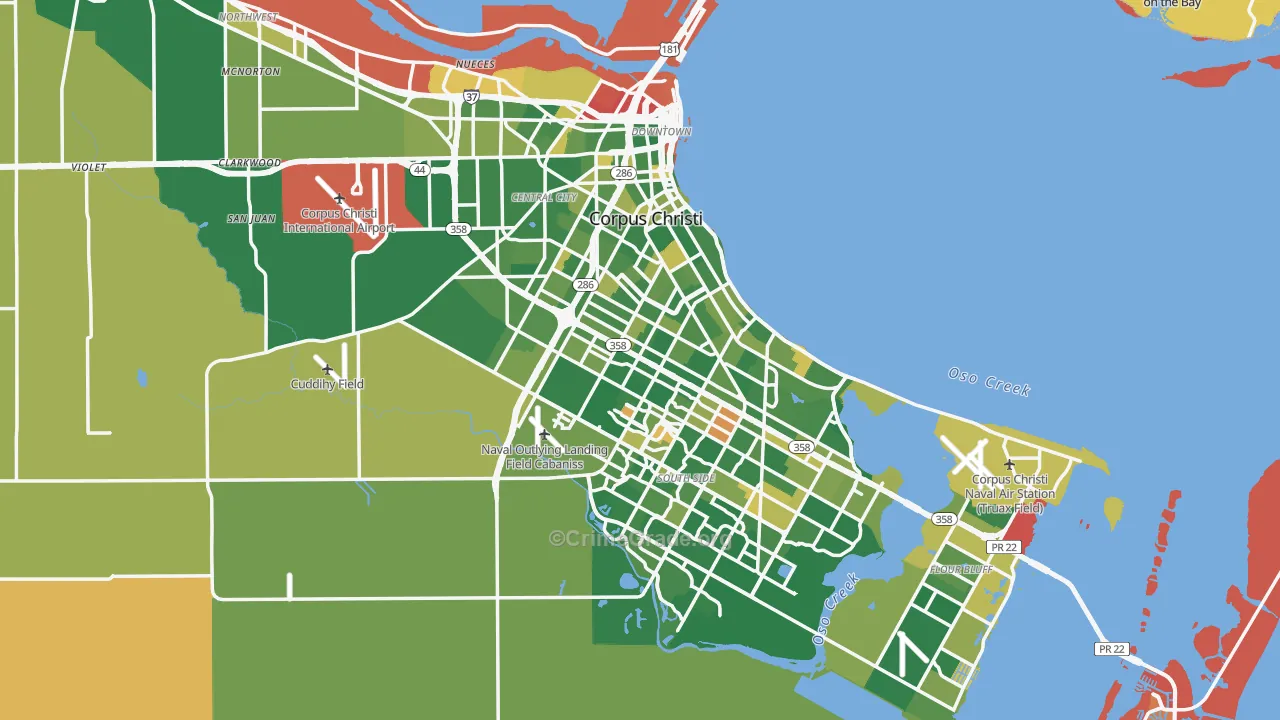 Corpus Christi, TX Map of Arson Rates