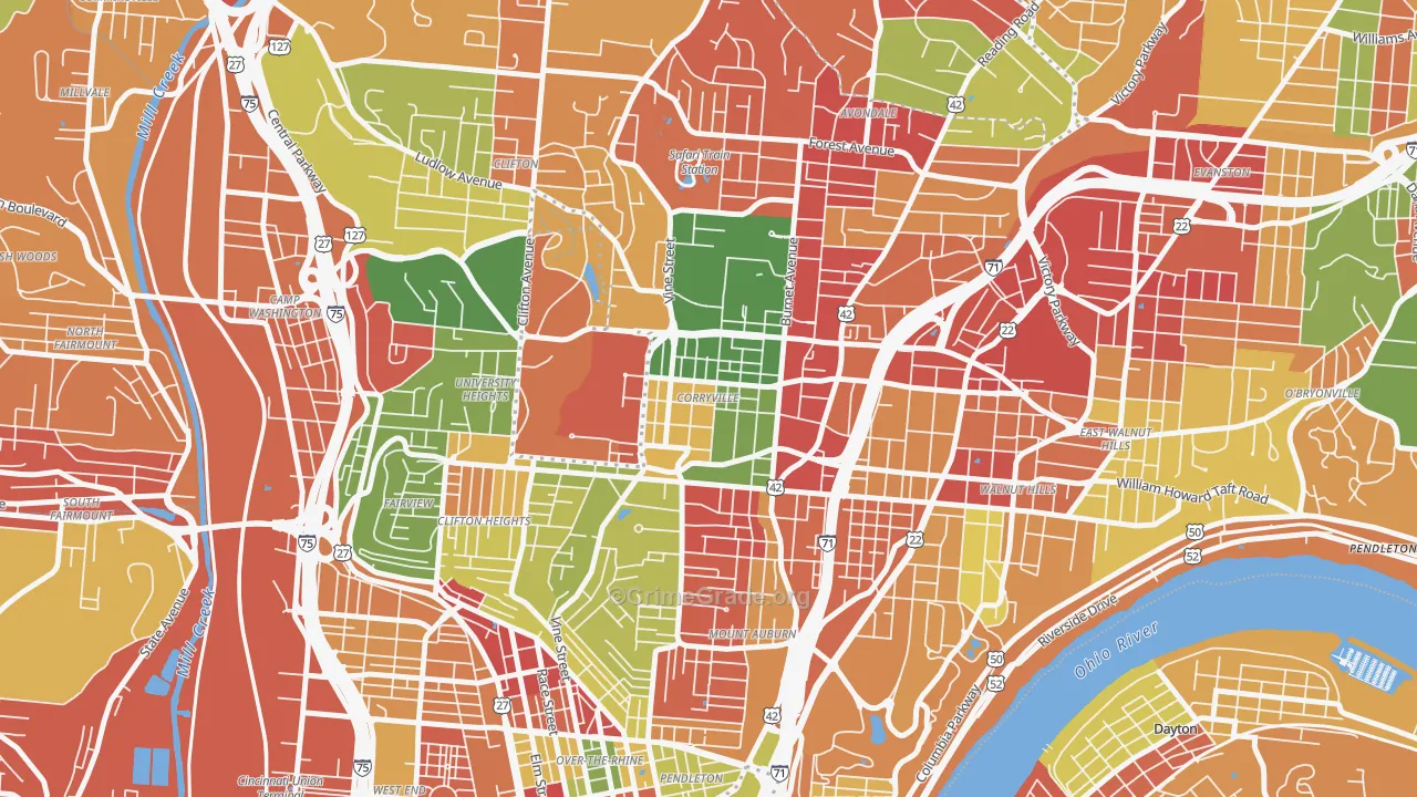 Corryville, Cincinnati, OH Map of Arson Rates