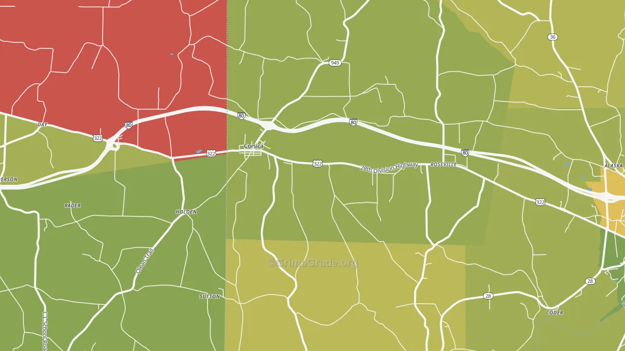 Corsica, PA Map of Arson Rates